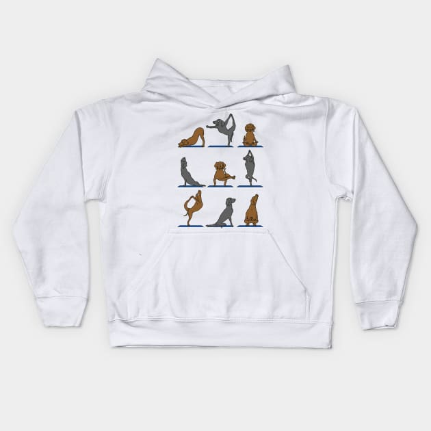 Vizsla Yoga Kids Hoodie by huebucket